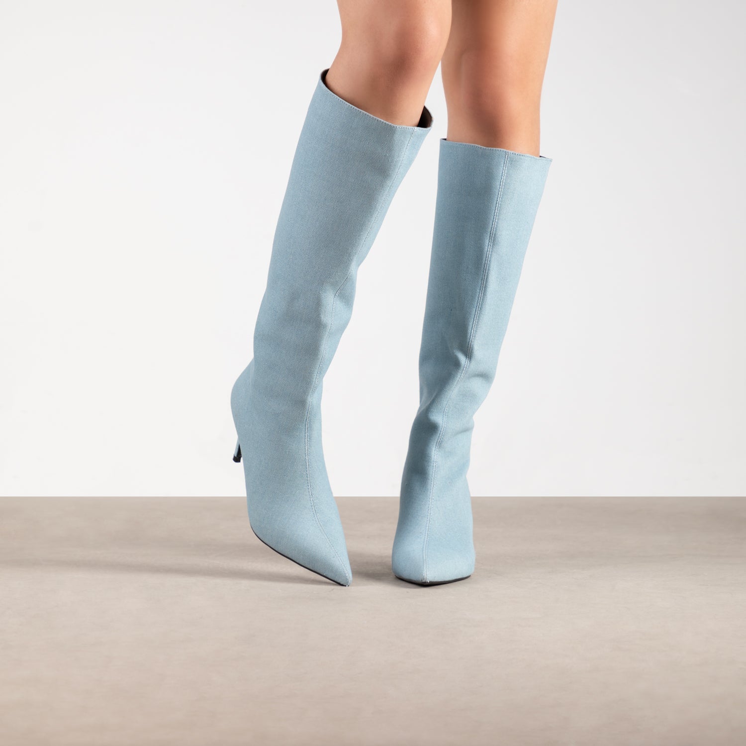 RAID Aurla Knee High Boots in Blue Denim - Image 2