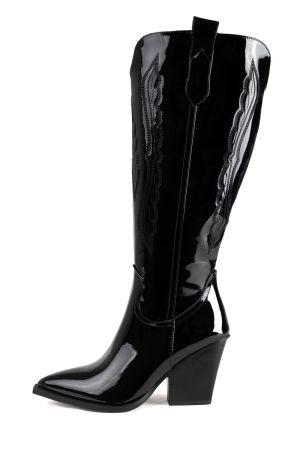 RAID Oshaa Knee High Western Boots in Black