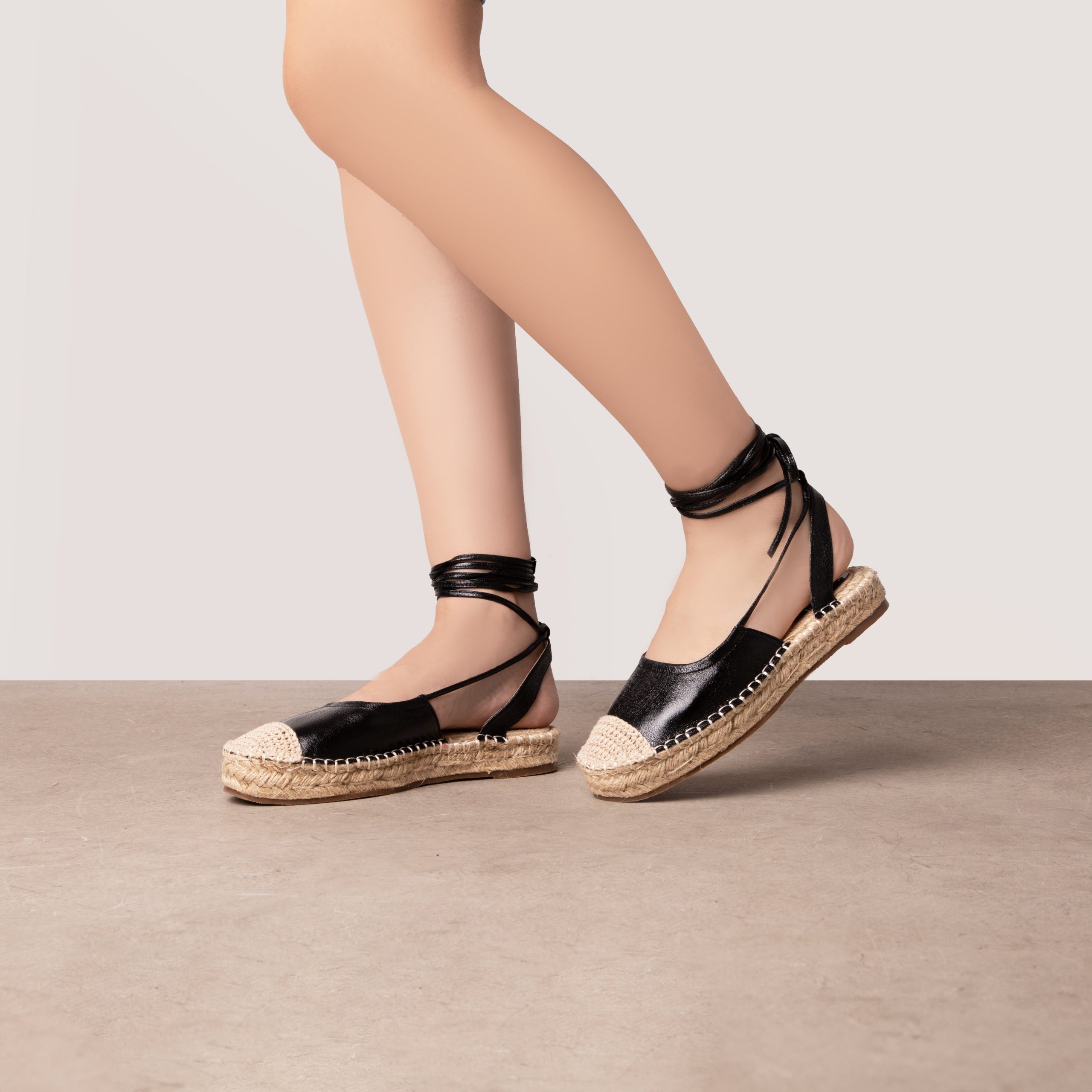 RAID Rossella Lace Up Espadrilles in Black - Image 3