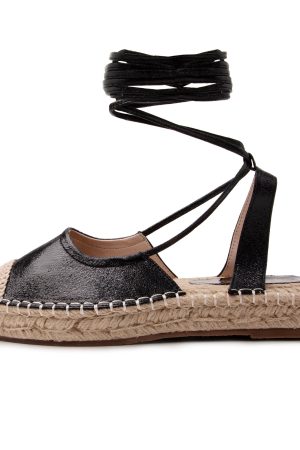 RAID Rossella Lace Up Espadrilles in Black