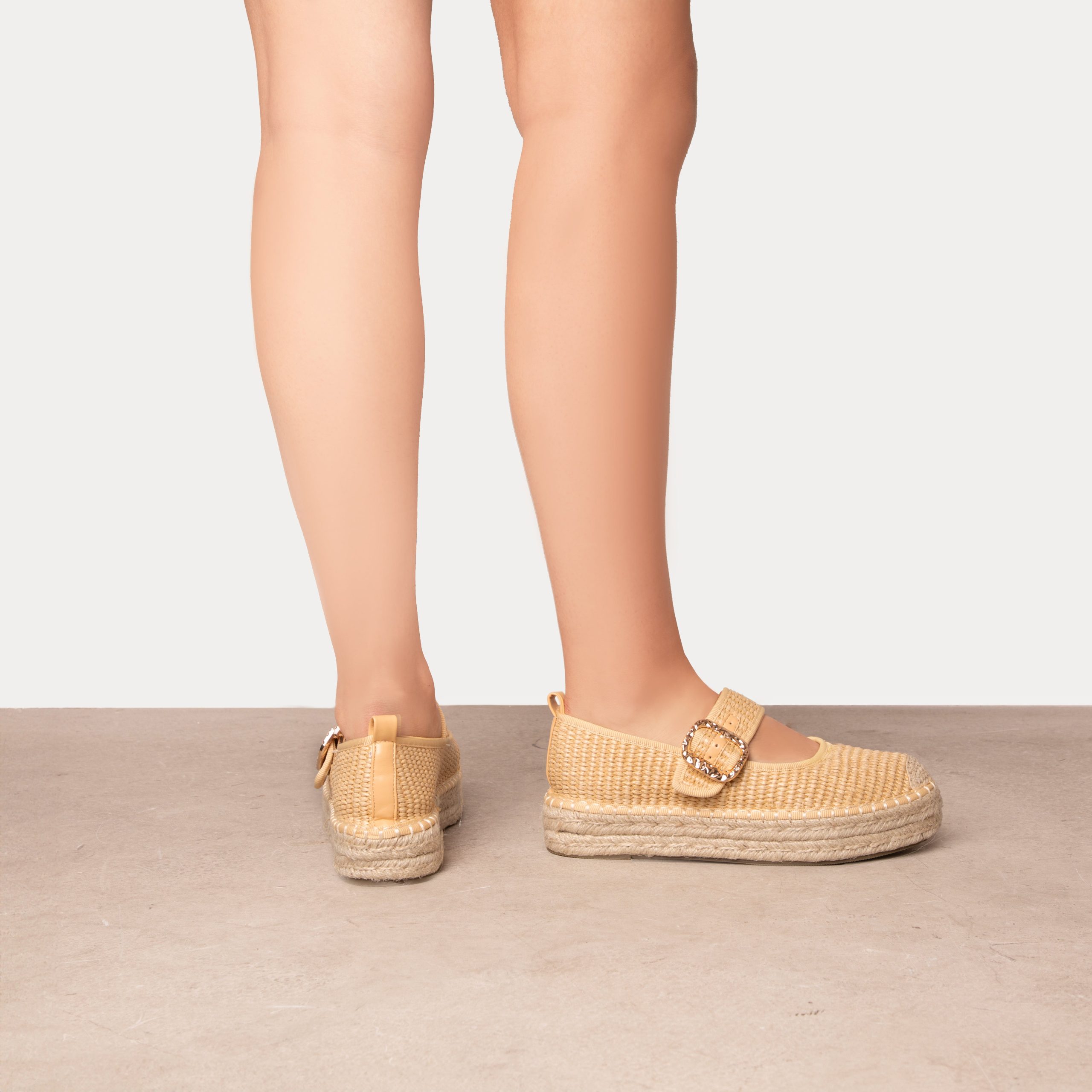 RAID Tisca Flatform Sandals in Nude Raffia - Image 3