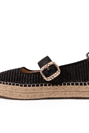 RAID Tisca Flatform Sandals in Black Raffia