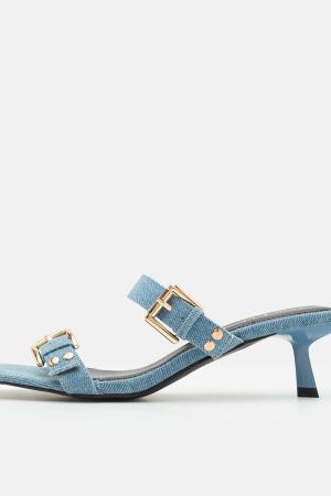 RAID Mesmerize Heeled Mules in Blue Denim